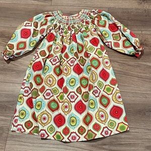 Le Za Me Handmade Smocked Holiday Dress Size 6